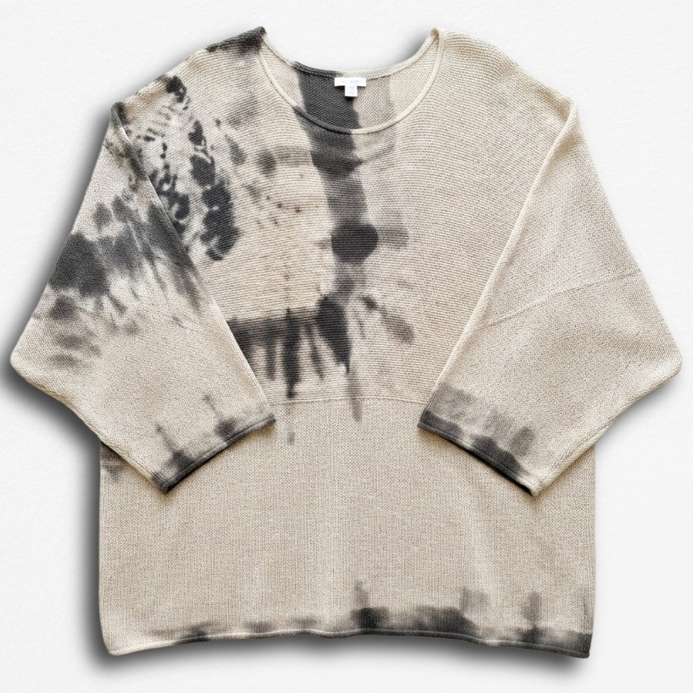 Pure Jill J. Jill Womens 4X Kimono Sweater Tie Dye Beige Grey Oversized Knit Top